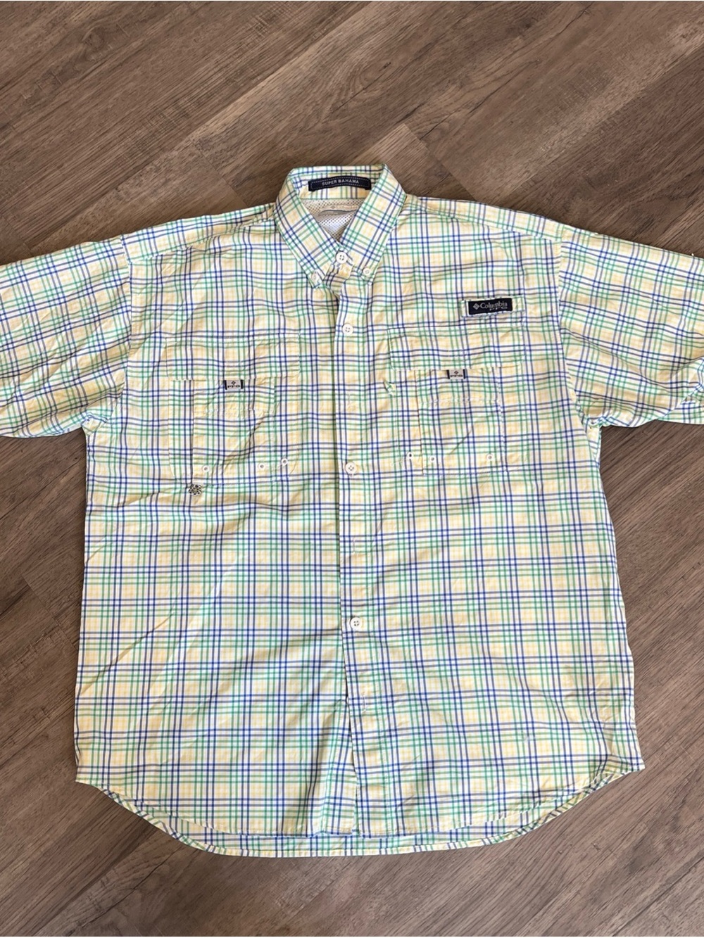 Columbia Men’s Yellow Plaid Short-Sleeve Button-Up Shirt S